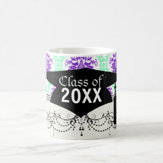 Taza De Café graduación de damasco morado y verde