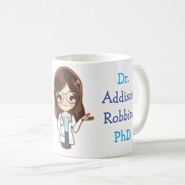 Taza De Café Graduación de doctorado personalizada Dr (su nombr (Anverso derecho)
