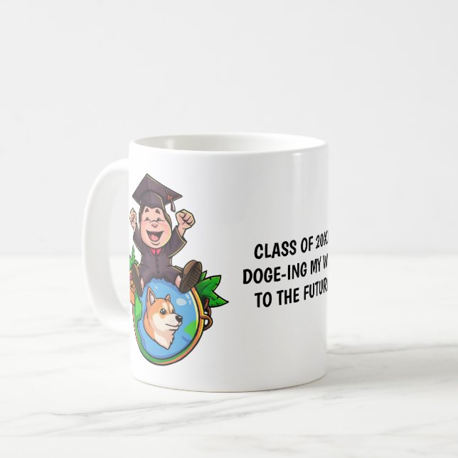 Taza De Café Graduación de Dogecoína Personalizada (Anverso izquierdo)