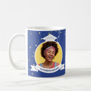 Taza De Café Graduación de foto de grado azul 2025