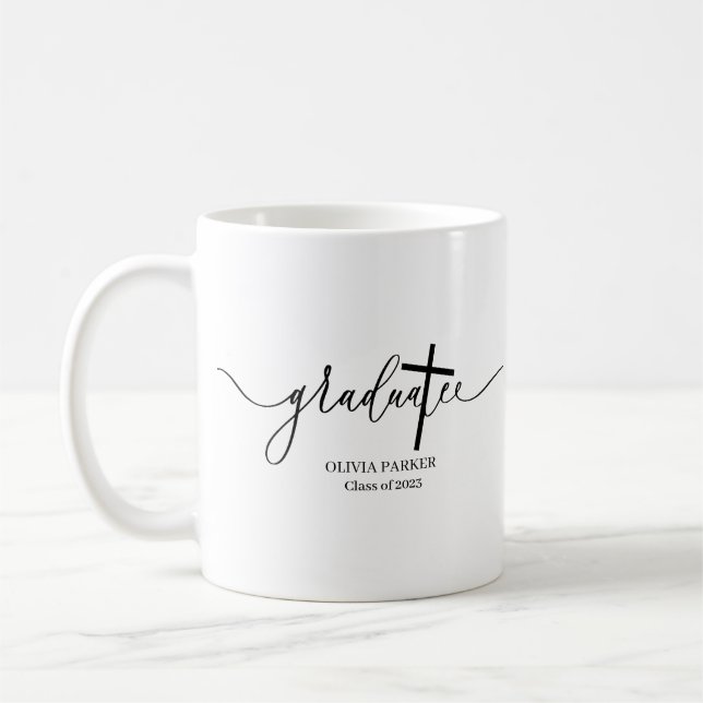 Taza De Café Graduación de fotografía de escritura moderna de g (Izquierda)