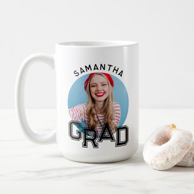 Taza De Café Graduación de fotografía de posgrado de secundaria (Con donut)