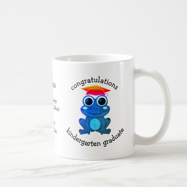 Taza De Café Graduación de jardín de niños de rana Personalizad (Derecha)