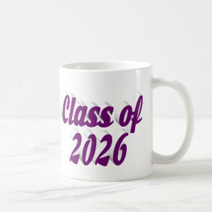 Taza De Café Graduación de la promoción de 2026 con texto morad