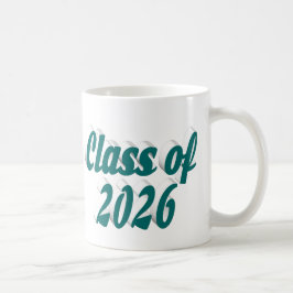 Taza De Café Graduación de la promoción de 2026 con texto verde