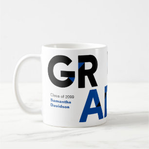 Taza De Café Graduación de las letras de corte de ángulo azul g