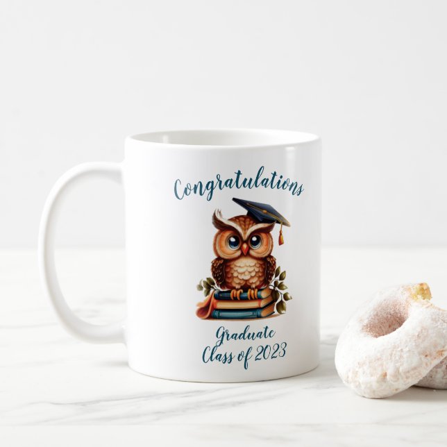 Taza De Café Graduación de Lechuza Sabia (Con donut)