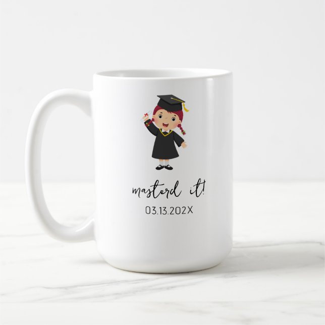Taza De Café Graduación de maestría personalizado para ella con (Izquierda)