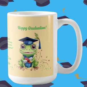 Taza De Café Graduación de mensaje de foto de rana graciosa