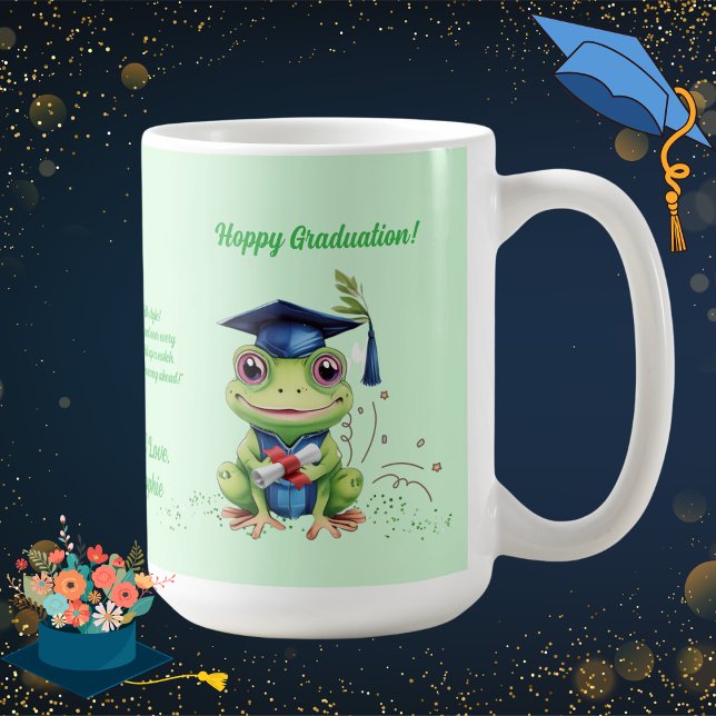 Taza De Café Graduación de mensaje de foto de rana graciosa (Subido por el creador)