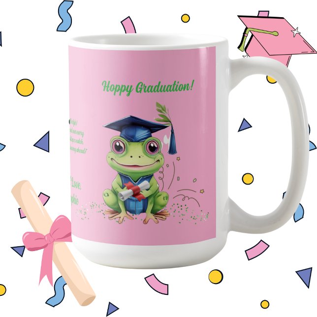 Taza De Café Graduación de mensaje de foto de rana graciosa (Subido por el creador)