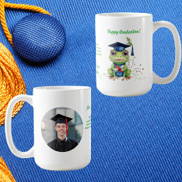 Taza De Café Graduación de mensaje de foto de rana graciosa