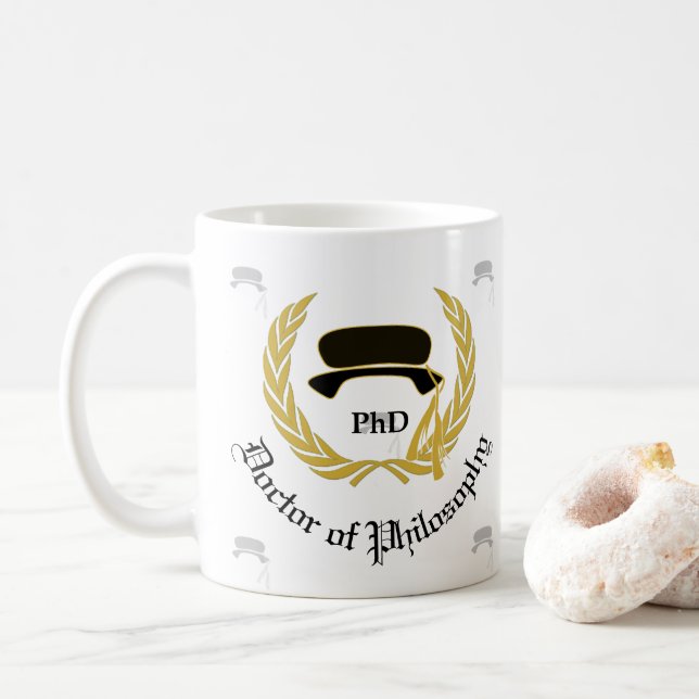 Taza De Café Graduación de oro del grado de médico del PhD de (Con donut)