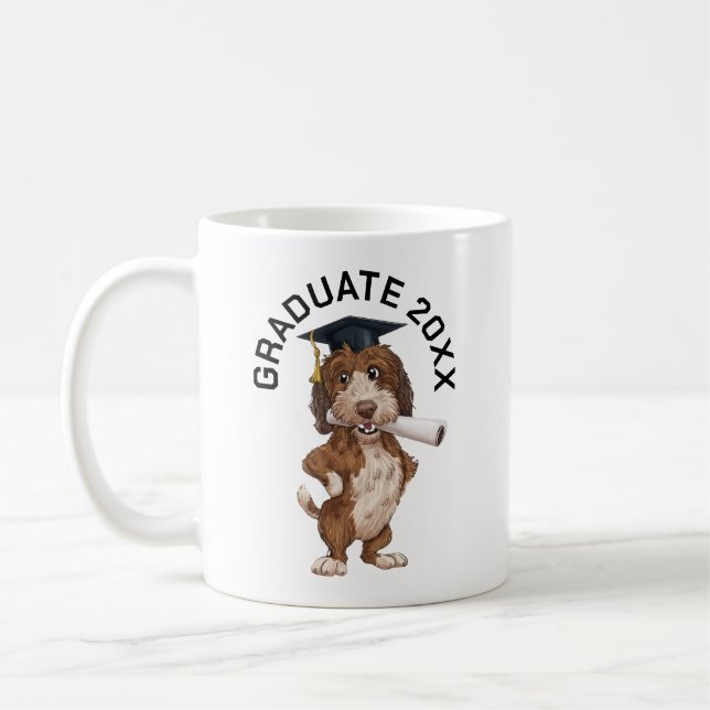 Taza De Café Graduación de perro personalizada (Izquierda)
