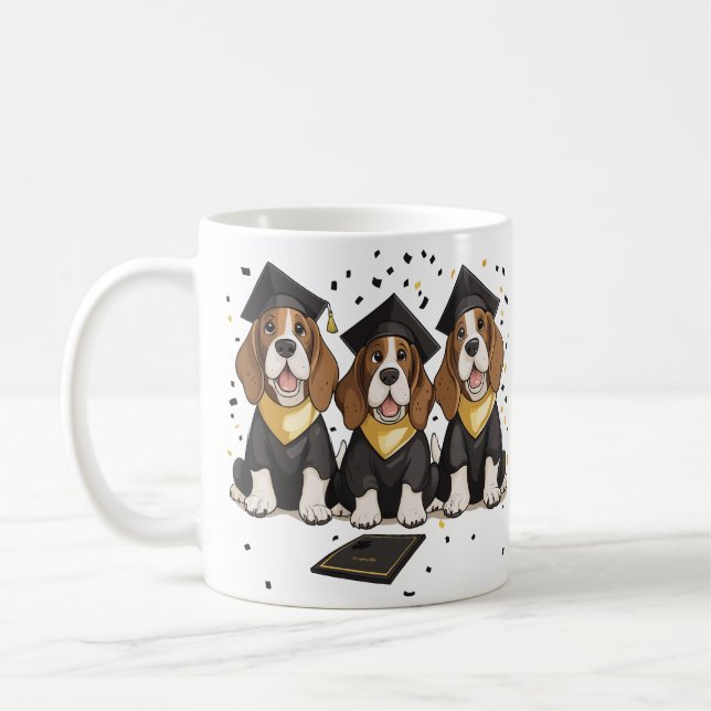 Taza De Café Graduación de Perros de Hound Basset (Izquierda)