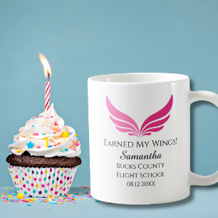 Taza De Café Graduación de Piloto Estudiante de Vuelo Ala Rosa