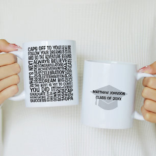 Taza De Café Graduación de Word Cloud con Mortorboard