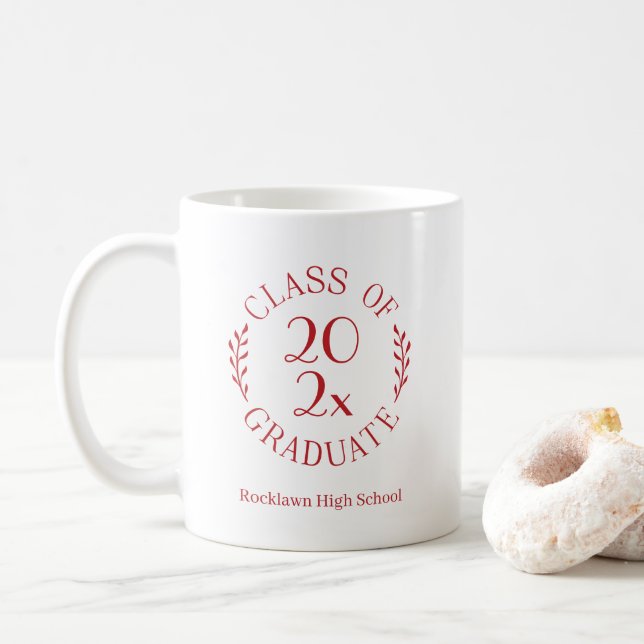 Taza De Café Graduación del Emblema Rojo (Con donut)