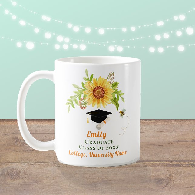 Taza De Café Graduación Felicitaciones Floral de girasol amaril (Subido por el creador)
