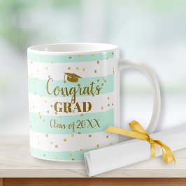 Taza De Café Graduación Graduación Grad Gold Purpurinas Stripes