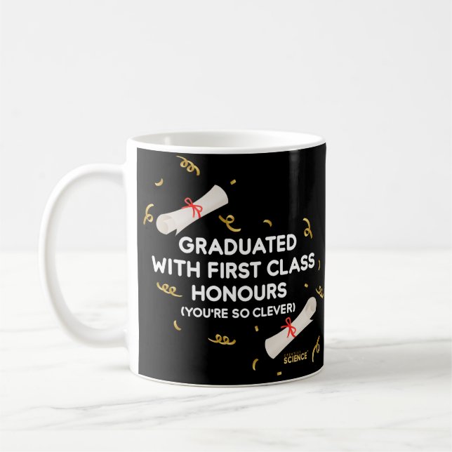 Taza De Café Graduación: Graduado Con Honores De Primera Clase (Izquierda)
