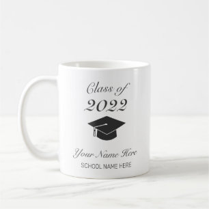 Taza De Café Graduación moderna Minimalista en blanco y negro