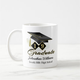 Taza De Café Graduación personalizada Black & Gold 20XX
