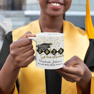 Taza De Café Graduación personalizada Black & Gold 20XX