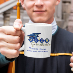 Taza De Café Graduación personalizada Blue & Gold 20XX