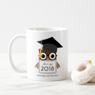 Taza De Café Graduación personalizada de Búho Graduado Geeky 