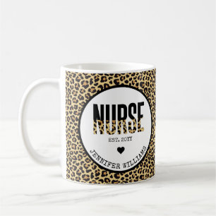 Taza De Café Graduación personalizada de Enfermera Est Cheetah
