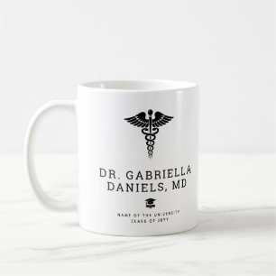 Taza De Café Graduación personalizada de médico de escuela de m