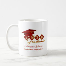 Taza De Café Graduación personalizada Red & Gold 20XX