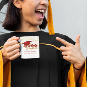 Taza De Café Graduación personalizada Red & Gold 20XX