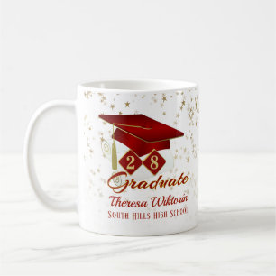 Taza De Café Graduación personalizada Red & Gold 20XX