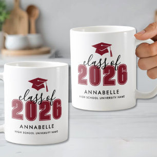 Taza De Café Graduación Roja Personalizada