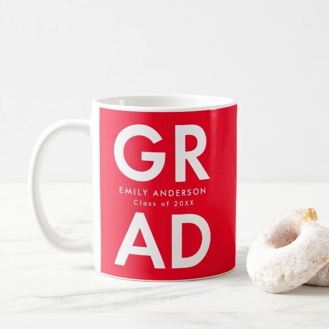 Taza De Café Graduación rojiza negrita (Con donut)