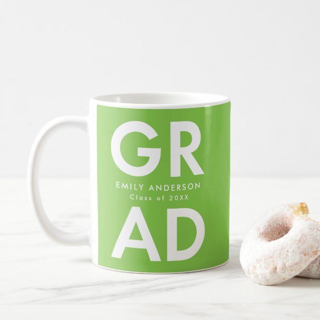 Taza De Café Graduación verde negrita (Con donut)