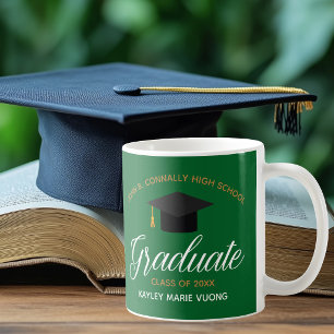 Taza De Café Graduación Verde Personalizada