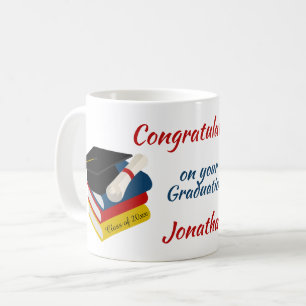 Taza De Café Graduación Y Felicitaciones A Libros