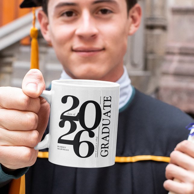 Taza De Café Graduada de Moda 2024 Graduación Negra (Subido por el creador)