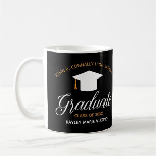 Taza De Café Graduada Personalizada Chic 2023 Graduación Negra