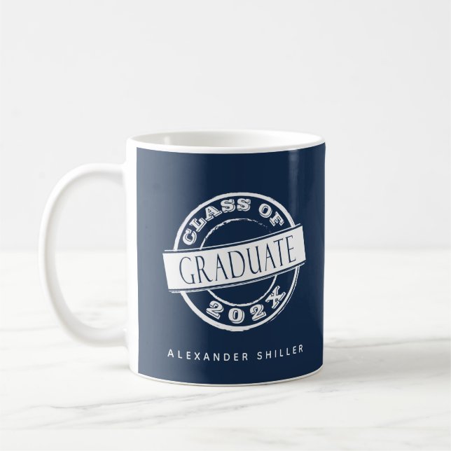 Taza De Café Graduado azul de la Marina Moderna personalizado (Izquierda)