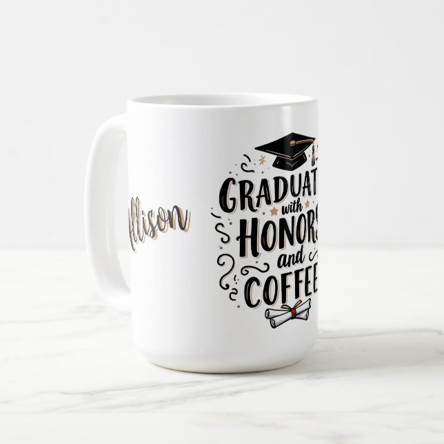 Taza De Café Graduado con honores y café (Anverso izquierdo)