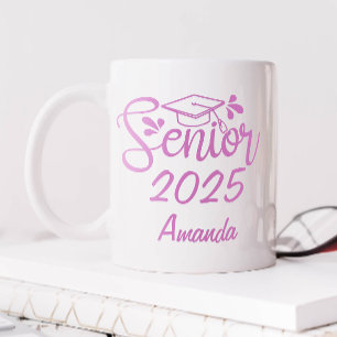 Taza De Café Graduado con nombre personalizado rosa