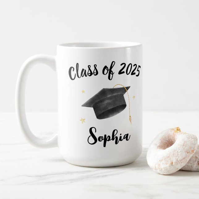 Taza De Café Graduado De 2025 Mug, Graduación Personalizada (Con donut)