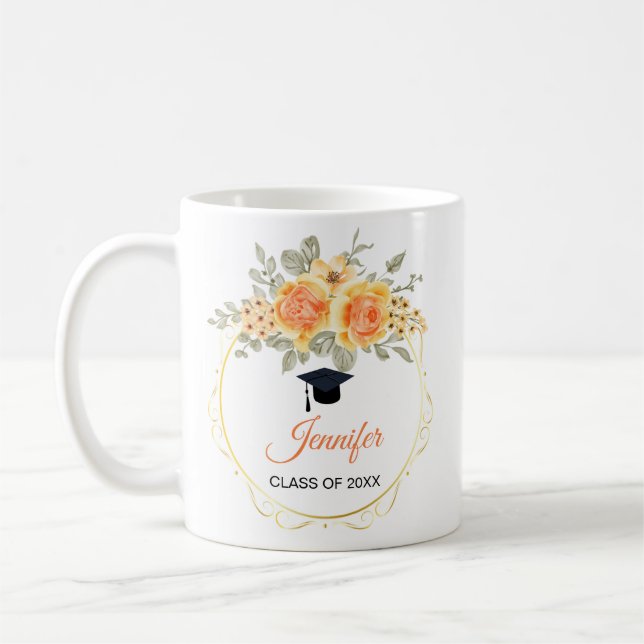 Taza De Café Graduado de Rosas de acuarela Mug (Izquierda)