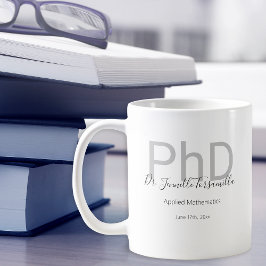 Taza De Café Graduado Keepsake Gris negro Nombre para doctorado