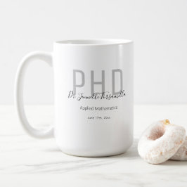 Taza De Café Graduado Keepsake Nombre gris negro PhD