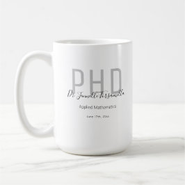 Taza De Café Graduado Keepsake Nombre gris negro PhD